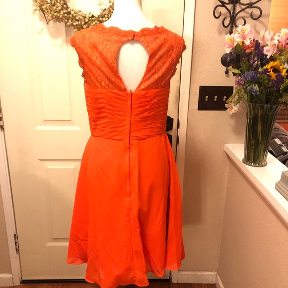 Wedding Dress Brand Orange Midi Bridesmaids Dress - Picture 5 of 8